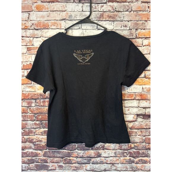 black harley davidson women's Las Vegas short sleeve shirt sequin Cropped xl - Picture 5 of 5